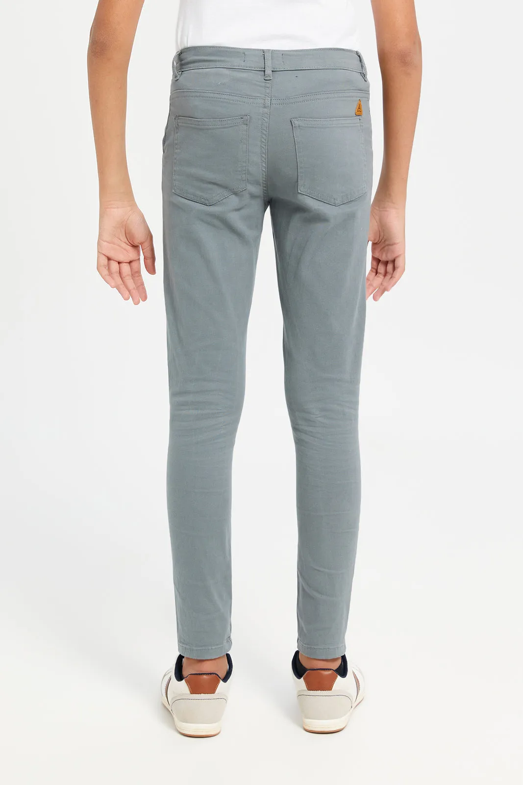 Senior Boys Grey Basic Casual Trousers