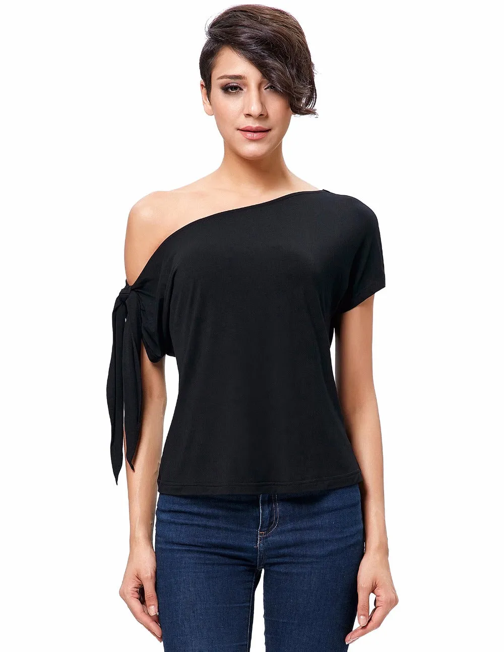 Sexy One Shoulder Tied Tees