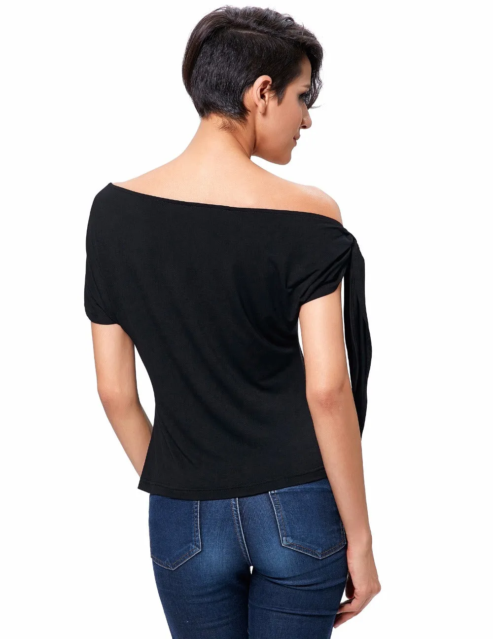 Sexy One Shoulder Tied Tees