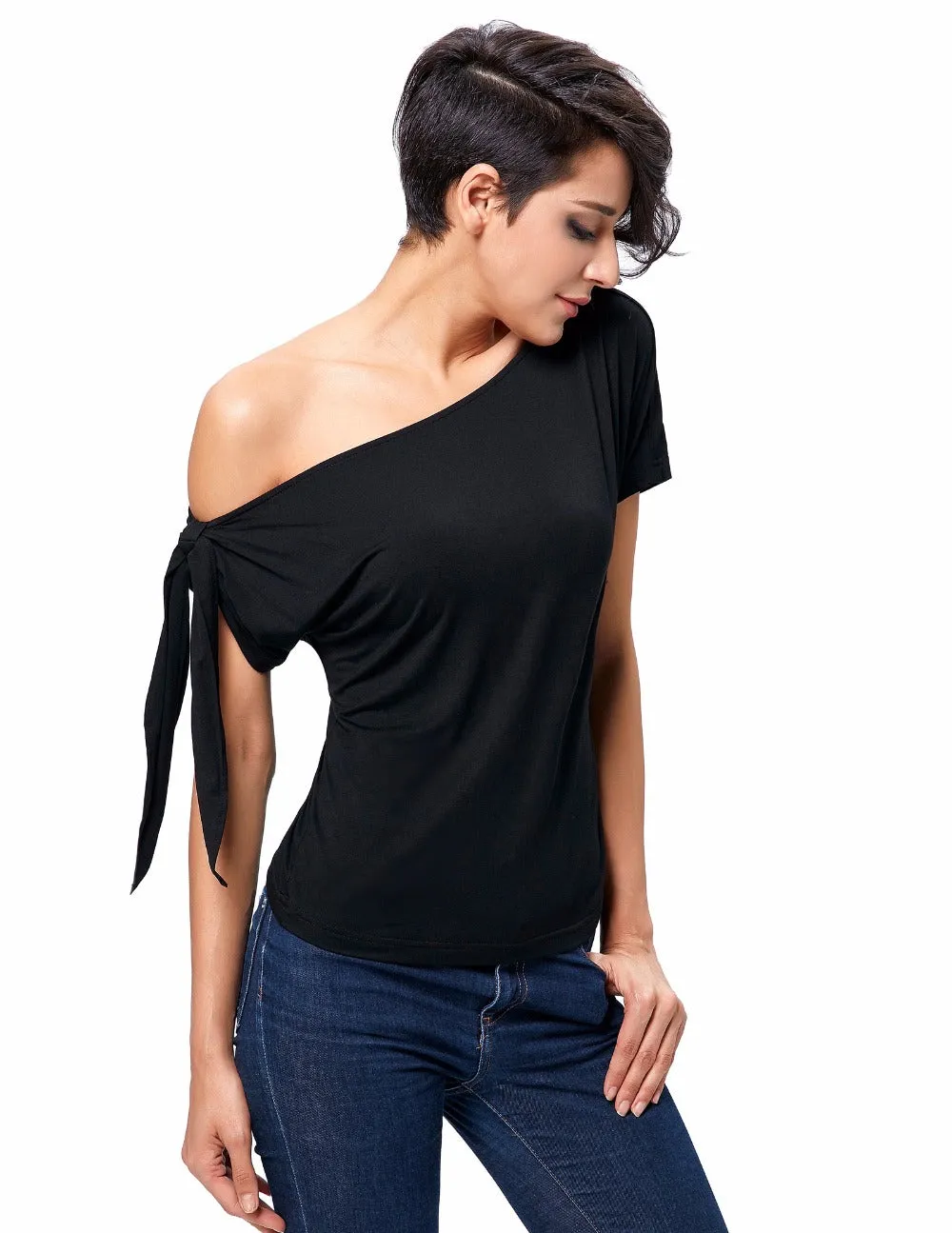 Sexy One Shoulder Tied Tees