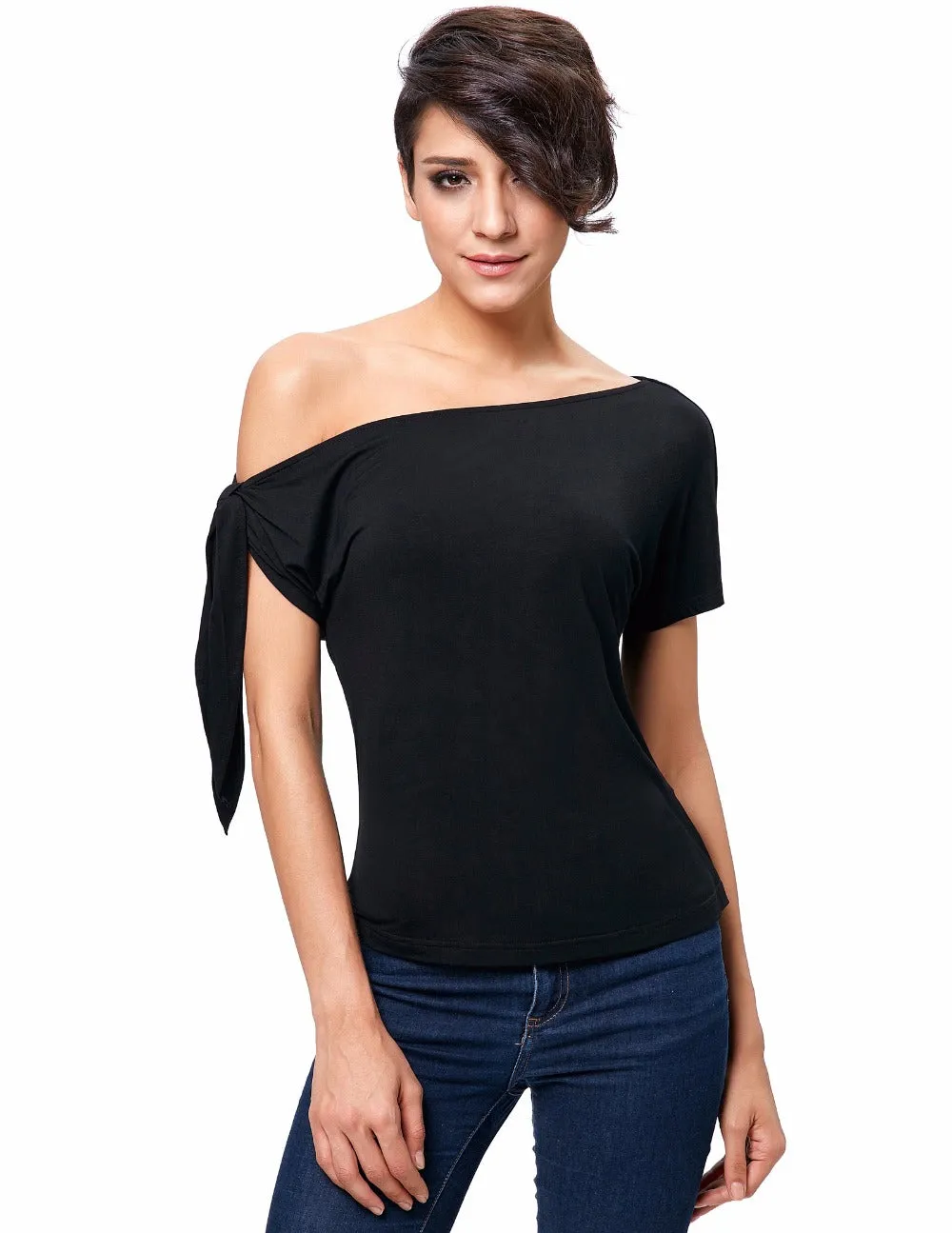 Sexy One Shoulder Tied Tees