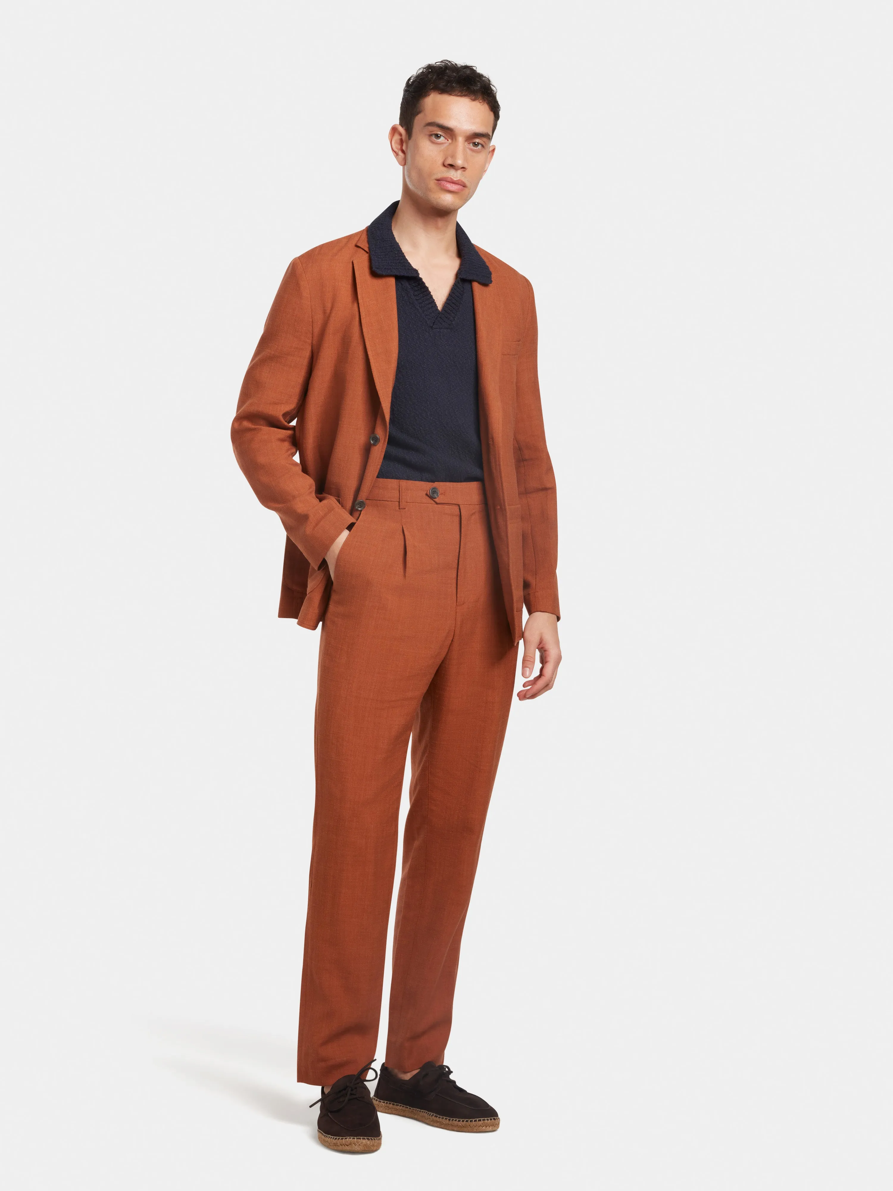 Sienna Wool Silk High-Waisted Pleated Trousers