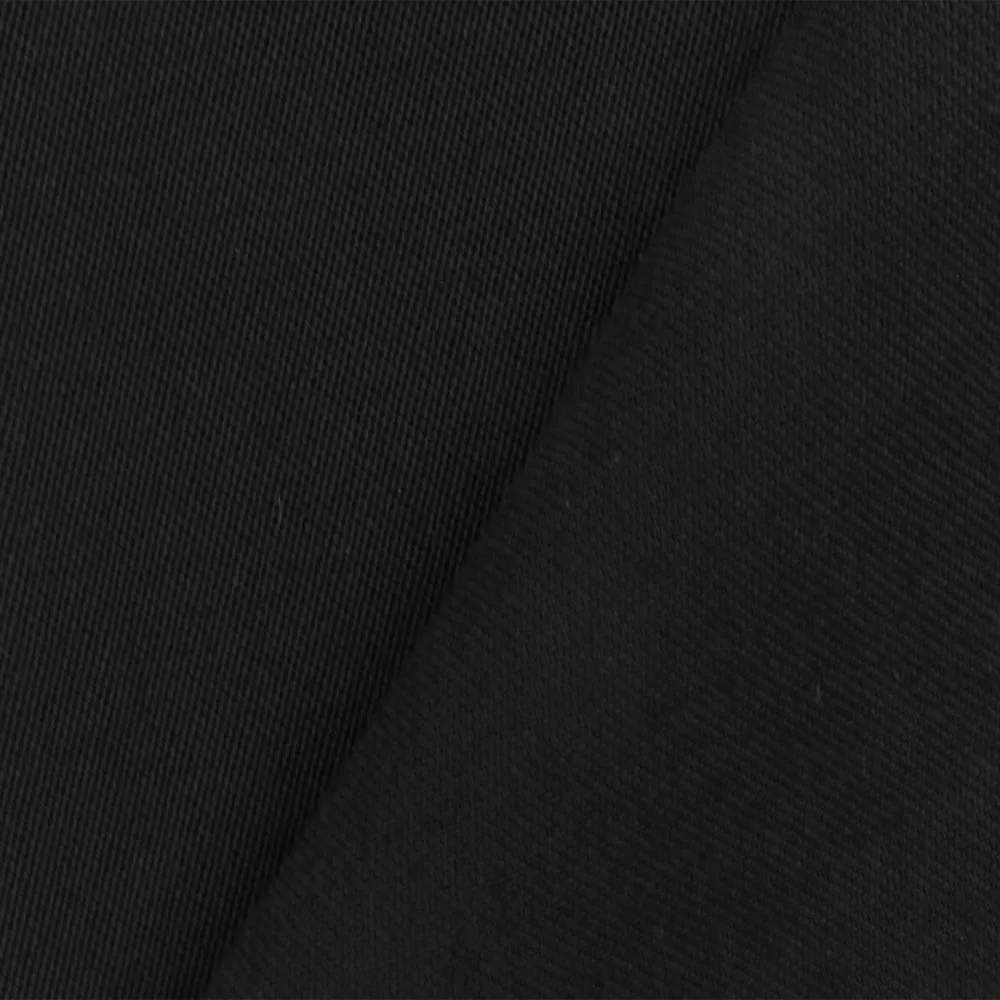 Simple Black Solid Wool Blend Chino Twill Suiting Woven Fabric