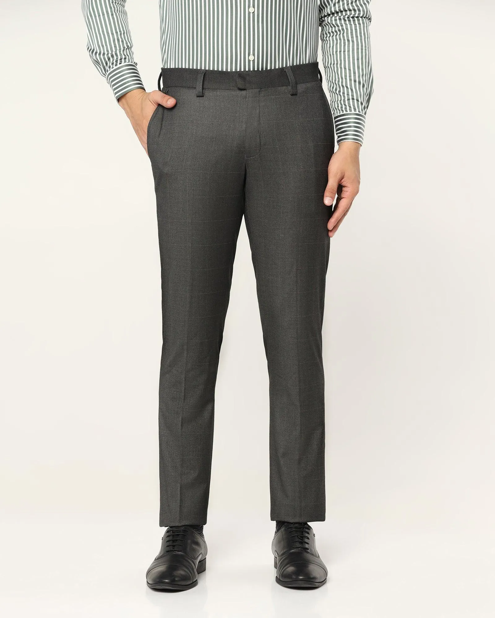 Slim Comfort B-95 Formal Charcoal Check Trouser - Magma