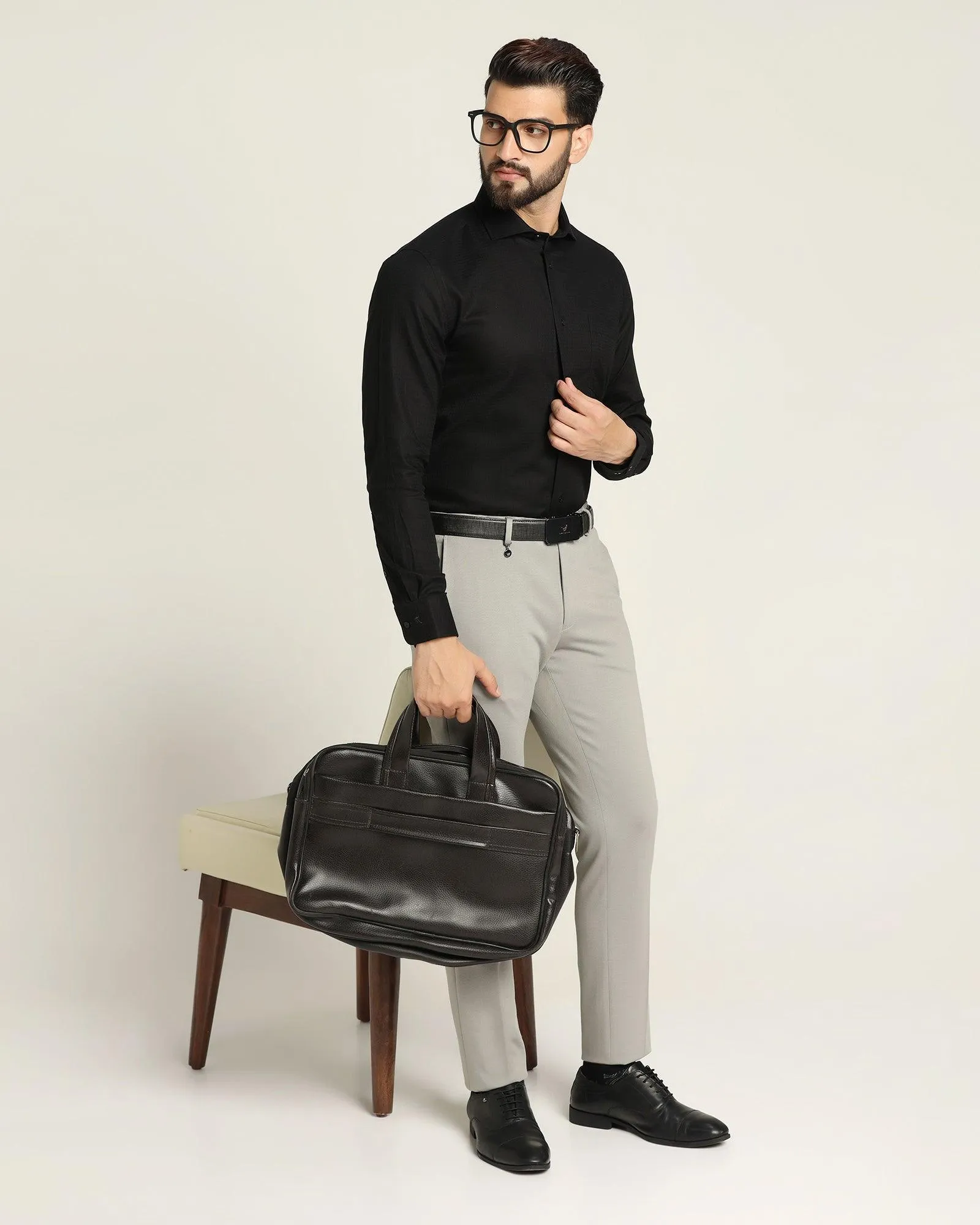 Slim Comfort B-95 Formal Grey Textured Trouser - Easter