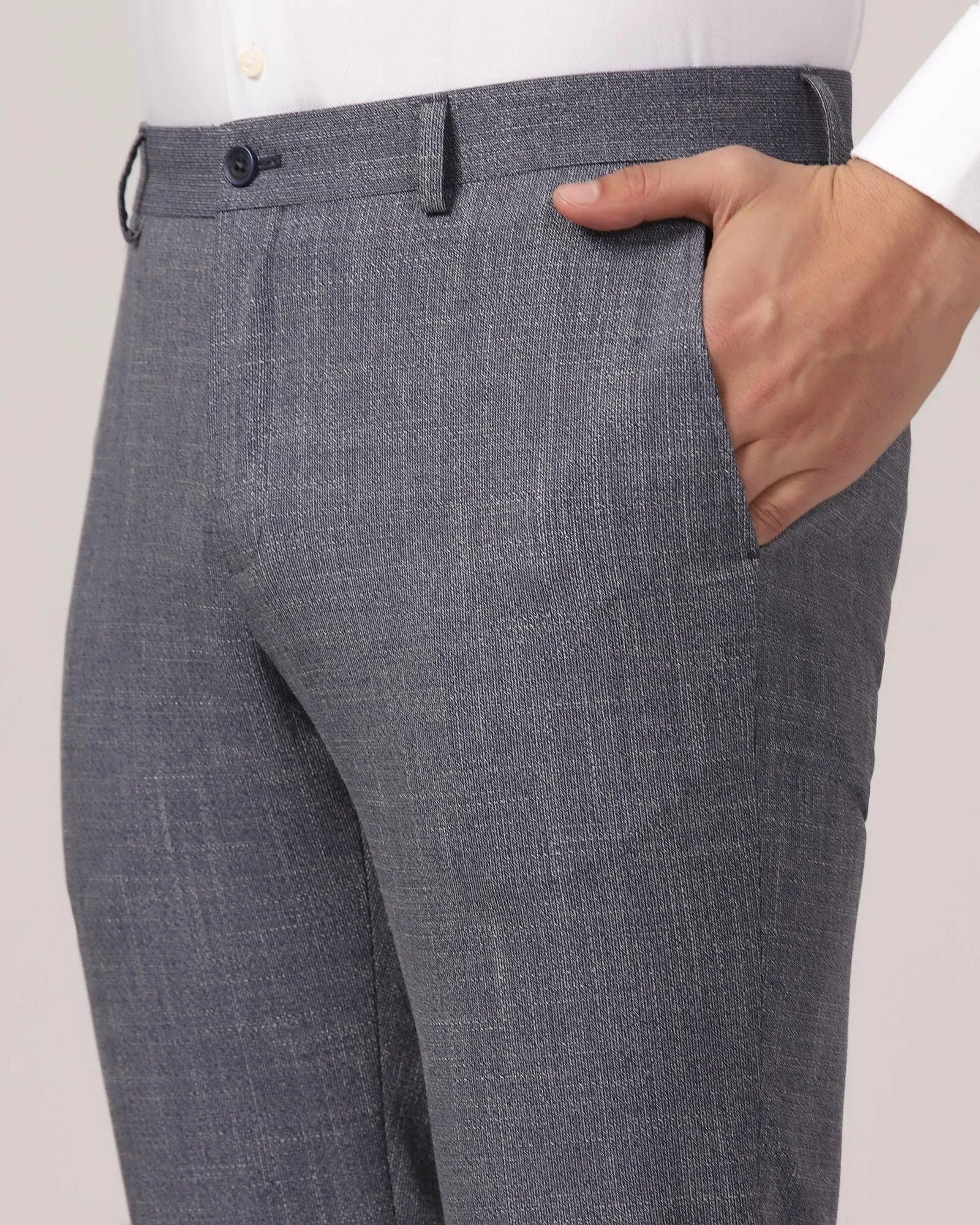 Slim Fit B-91 Formal Navy Textured Trouser - Harley