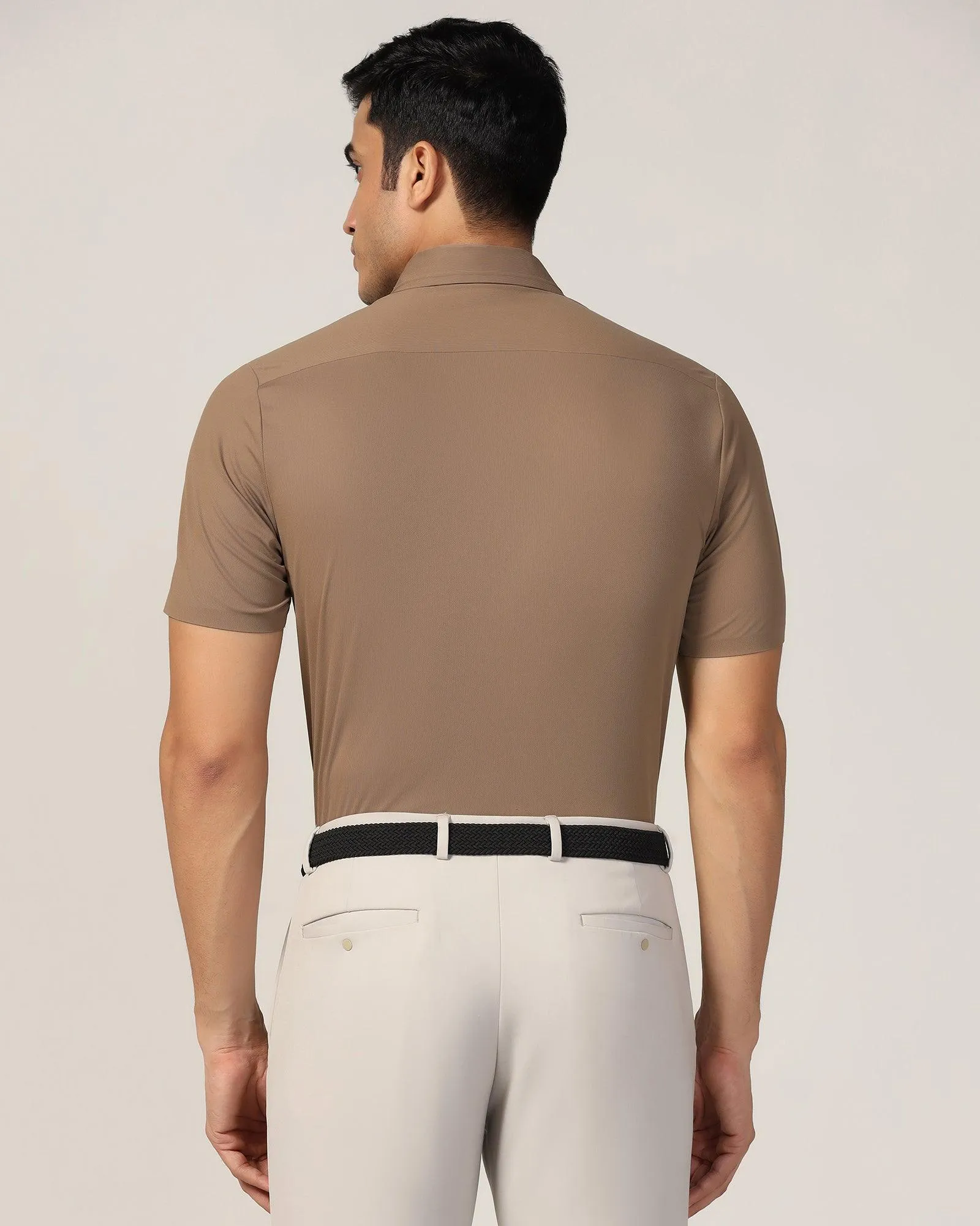 TechPro Formal Half Sleeve Tan Solid Shirt - Alfie