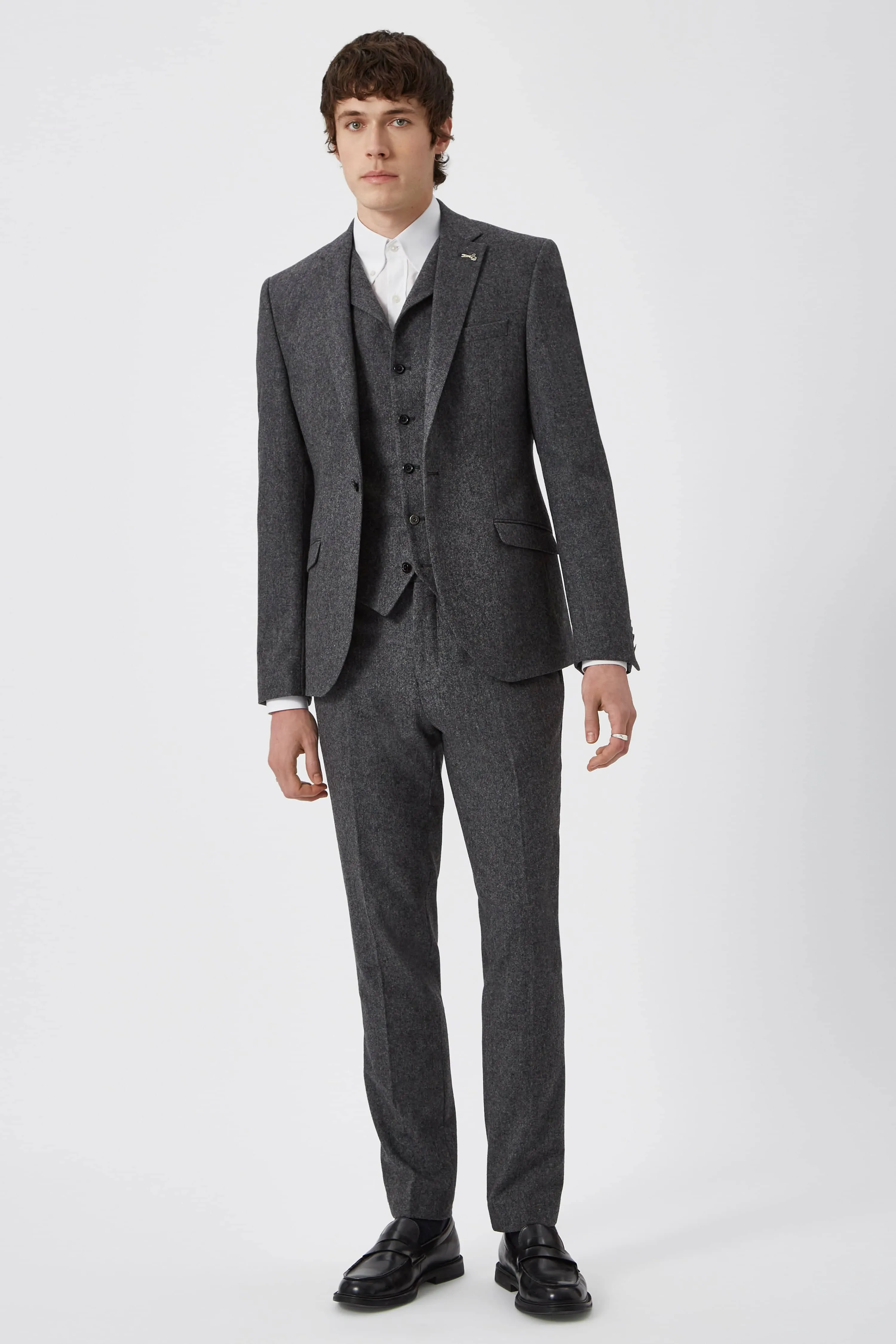 Uptown Slim Fit Grey Wool Trousers - ARCHIVE