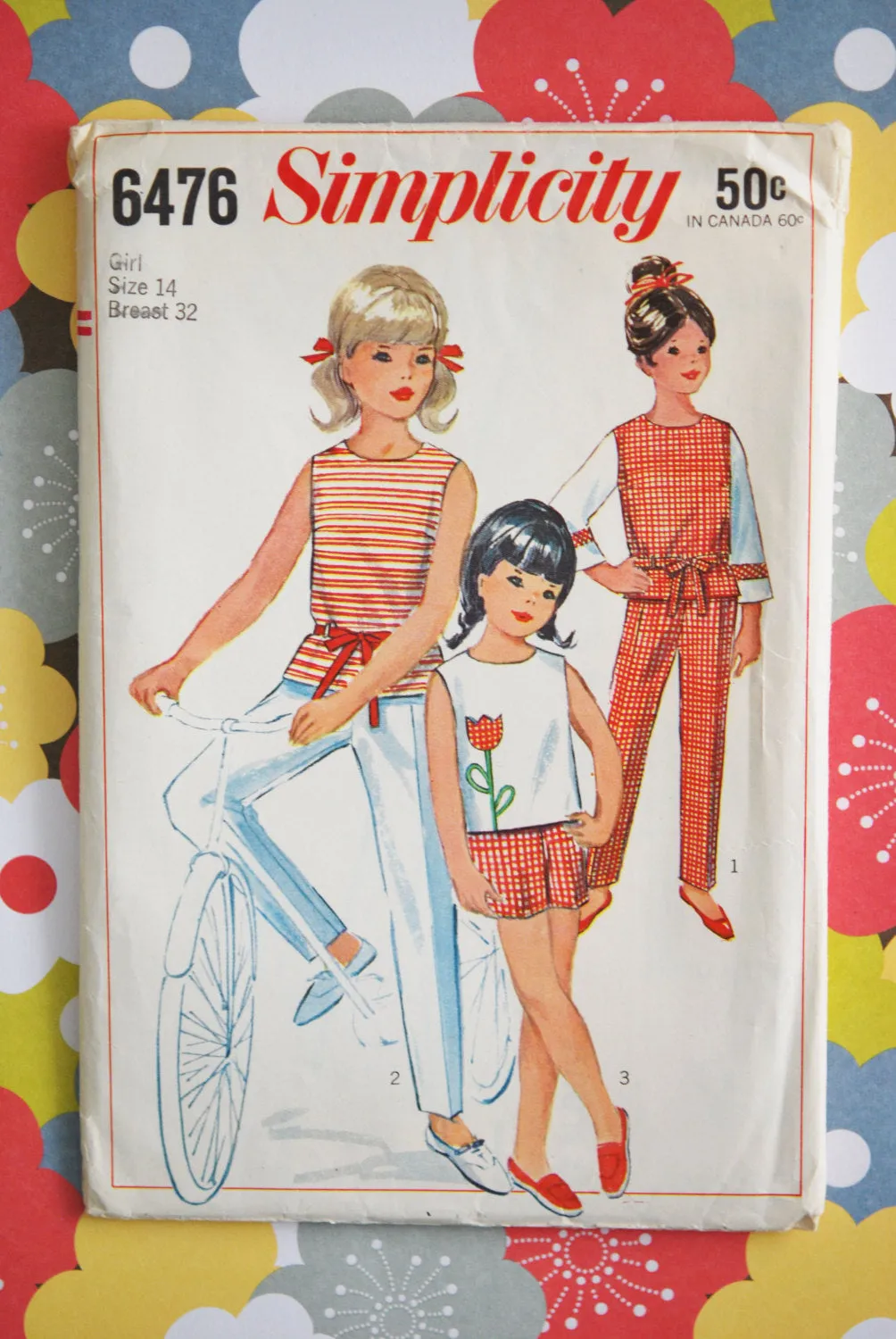 Very Cute 1960s 6476 Simplicity Girls Overblouse Slacks and Shorts