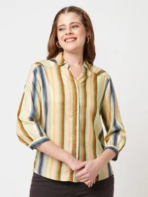 Women Slim Fit Multi Stripe Shirt