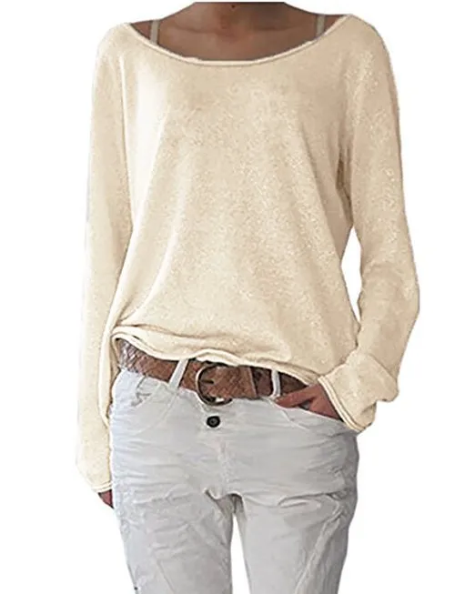 Women's Beautiful Versatile Solid Color Knit Blouses