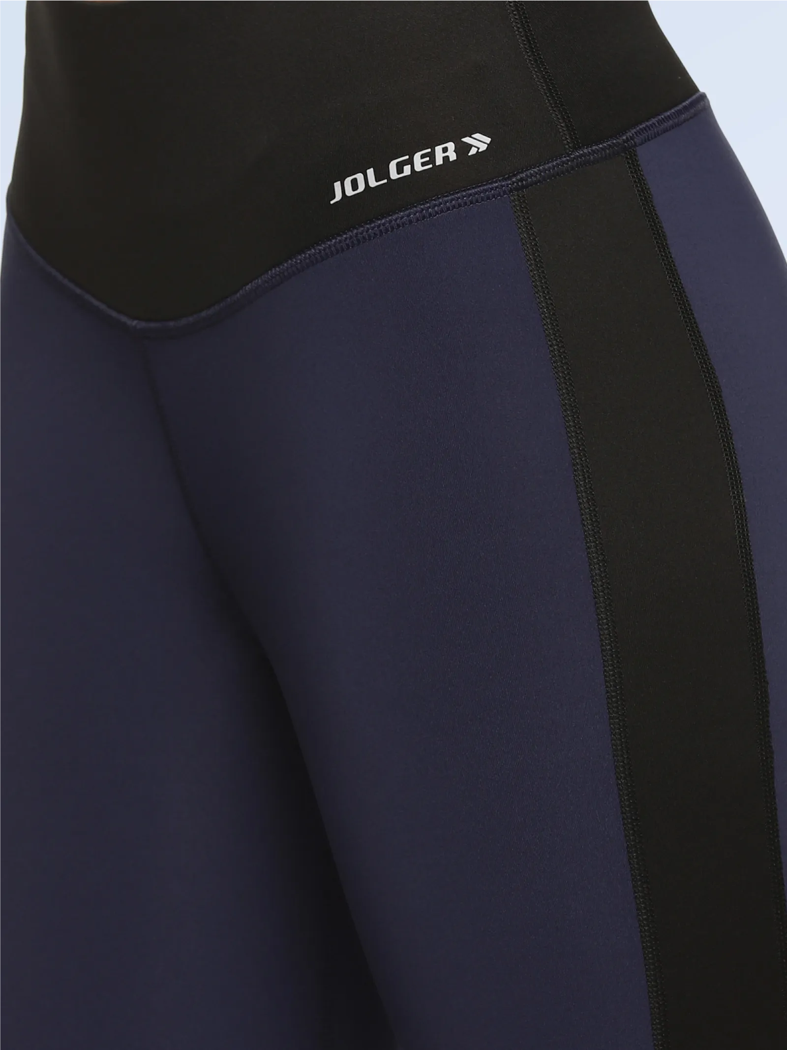 Women's High Waisted Stretchable Leggings With Contrast Side Panel Navy