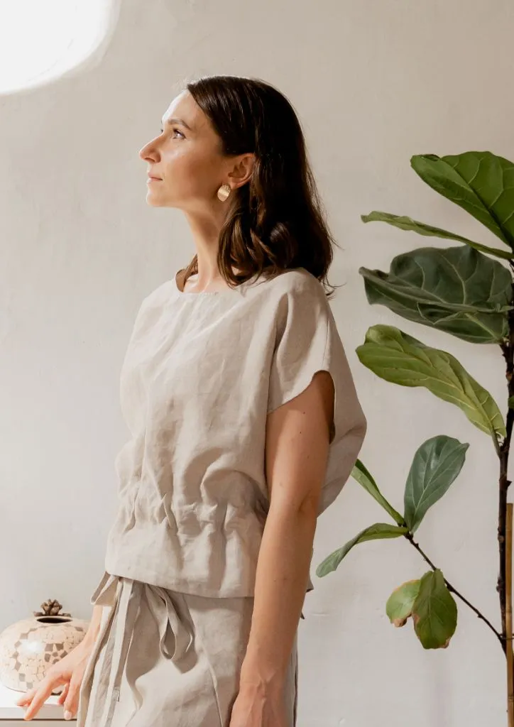 WRAP BLOUSE Natural Linen